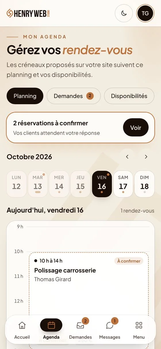 Agenda sur mobile